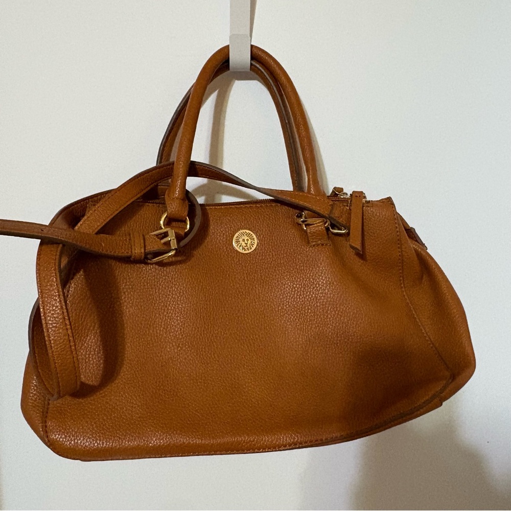 Anne Klein satchel handbag in a caramel or brown shade,